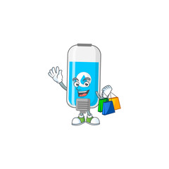 cartoon character concept of rich wall hand sanitizer with shopping bags