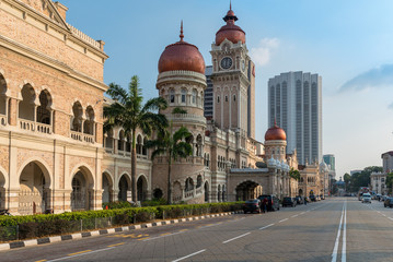 Fototapeta na wymiar The Sultan Abdul Samad Building, build 1897 in Mughal architecture, in the historical centre of Kuala Lumpur, the capital of Malaysia
