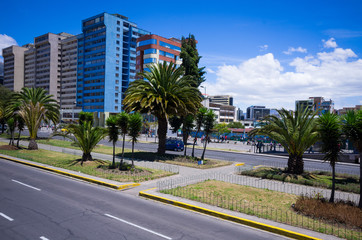 Fototapeta na wymiar modern avenue in Quito Ecuador