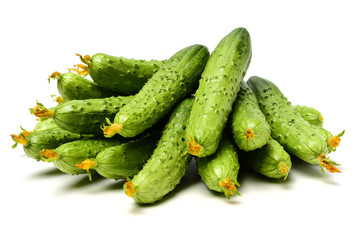 Green cucumber on the white background