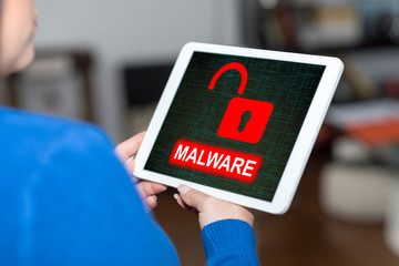 Malware concept on a tablet