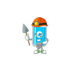 cartoon character design of wall hand sanitizer work as a miner