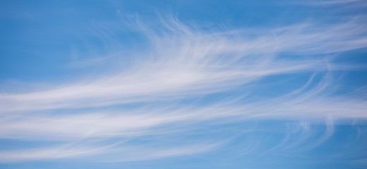 Blue sky background with cirrus clouds, clouds pattern