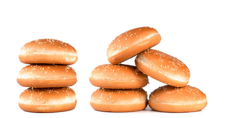 hamburger rolls on a white background