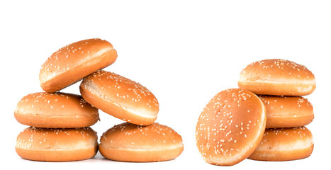 hamburger rolls on a white background