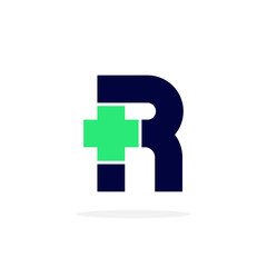 Fototapeta premium Vector Logo Letter Medical Cross R