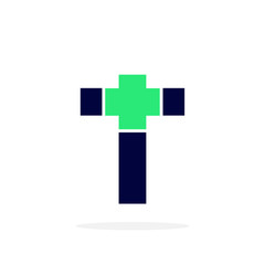 Fototapeta premium Vector Logo Letter Medical Cross T