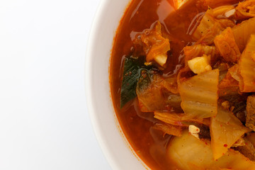 Kimchi stew on white background