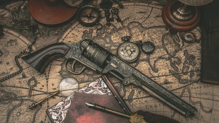 Fototapeta na wymiar Antique Firearm Pistol Gun