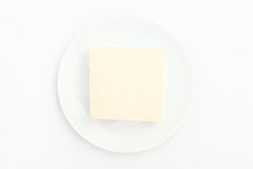 White tofu on white background
