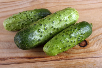Cucumbers on table