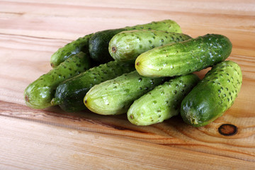 Cucumbers on table
