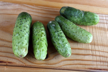 Cucumbers on table