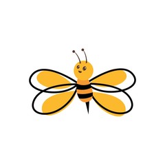 funny bee style logo and vector icon