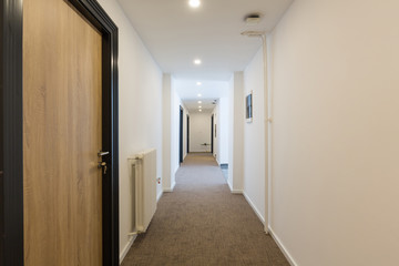 Interior of a hotel doorway corridor