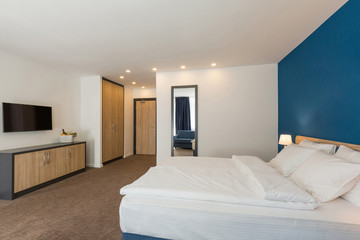 Interior of a double bed hotel room interior