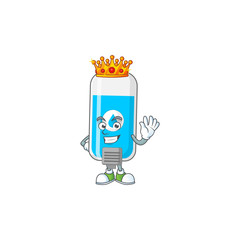 The Charismatic King of wall hand sanitizer cartoon character design wearing gold crown
