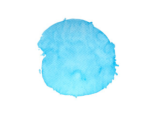 Abstract Blue watercolor on white background, hand drawn painting on paper.