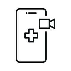 online professional doctor icon, medical consultation app for patients, telemedicine line web icon - editable stroke vector