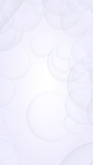 Abstract white background. Backdrop with light transparent bubbles. Vertical orientation. 3D illustration
