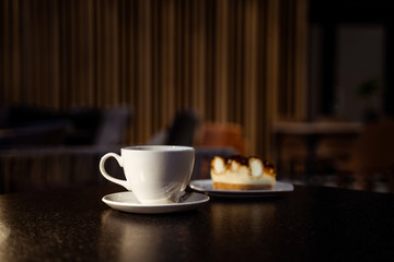 coffee with cake on a table