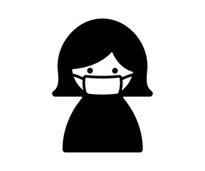 マスクをする人のアイコンのセット／イラスト／風邪	