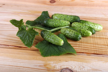 Cucumbers on table
