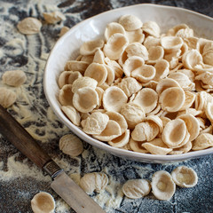 Fresh raw  italian pasta orecchiette