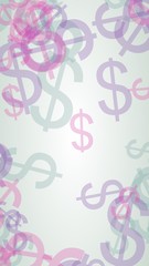 Obraz premium Multicolored translucent dollar signs on white background. Red tones. 3D illustration