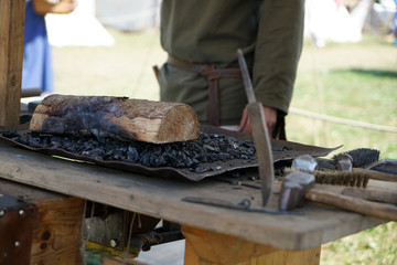 blacksmith at work in workshop