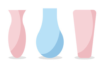 Vase icon set, pottery collection on white background with shadow