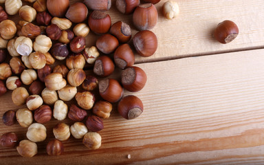Hazelnuts on table