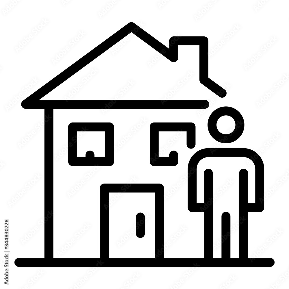 Aufkleber man and house icon. outline man and house vector icon for web design isolated on white background