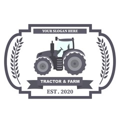 Tractor logo. Organic food fresh design. Nature eco field label.