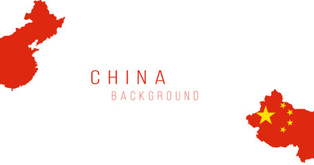 China flag map background. The flag of the country in the form of borders. Stock vector illustration isolated on white background.