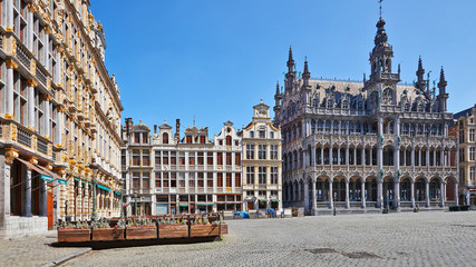 View on the Grand Place In Brussels without any people during the confinement period.
