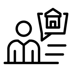 Man planning a house icon. Outline man planning a house vector icon for web design isolated on white background