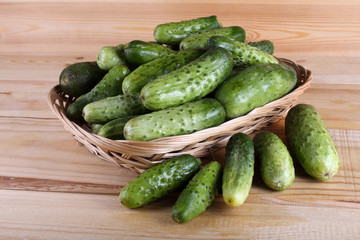 Cucumbers on table