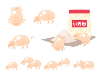コナダニのイラスト_小麦粉_セット
