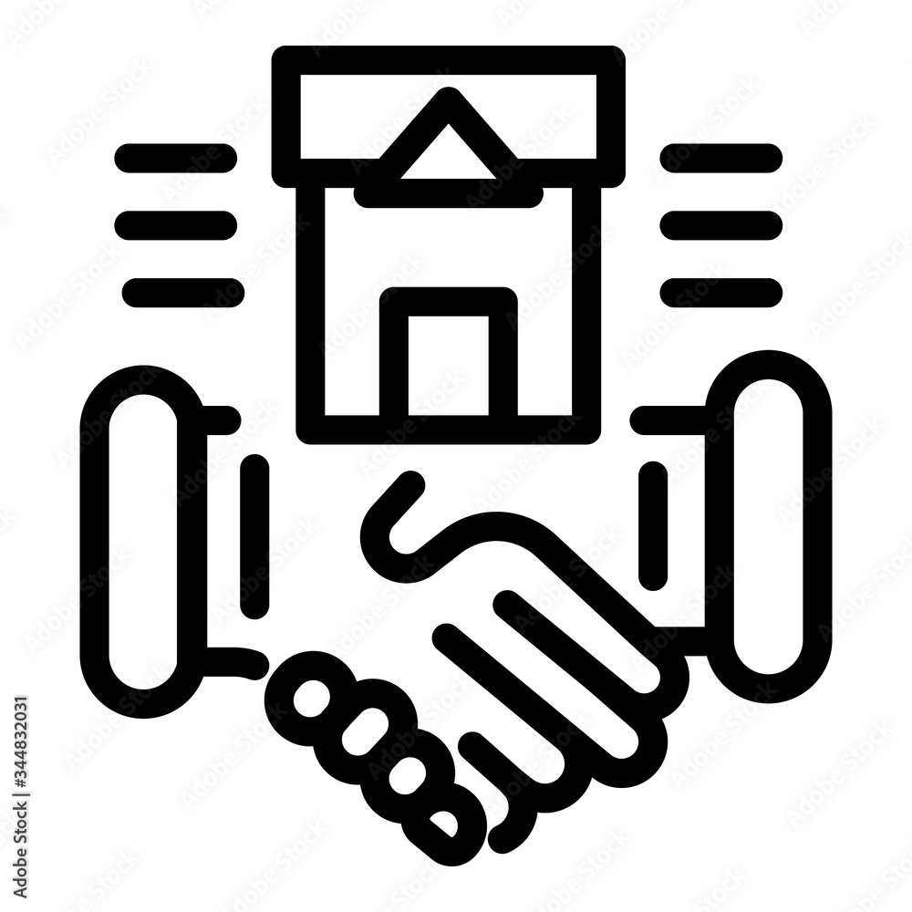 Poster handshake and residence icon. outline handshake and residence vector icon for web design isolated on