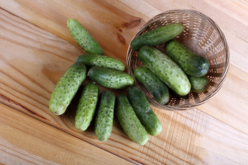 Cucumbers on table