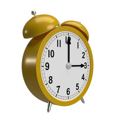 Abstract alarm clock on white background. 3D rendering..