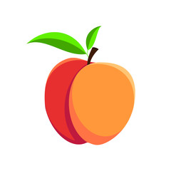 Ripe nectarine is isolated on a white background.