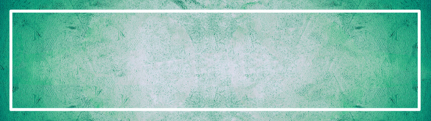 White rectangle frame isolated on pastel color green rustic grunge abstract stone concrete paper texture background panorama banner long, with space for text 