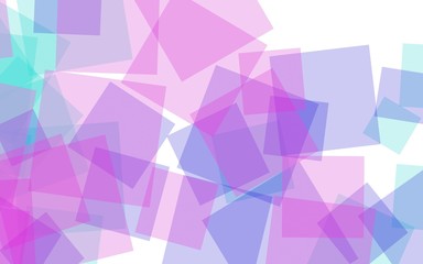 Fototapeta premium Multicolored translucent squares on white background. Pink tones. 3D illustration