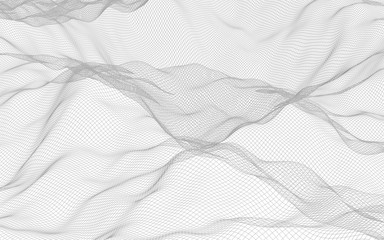 Obraz premium Abstract landscape on a white background. Cyberspace grid. hi tech network. 3d illustration