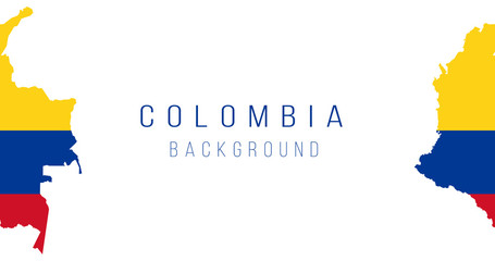 Colombia flag map background. The flag of the country in the form of borders. Stock vector illustration isolated on white background.