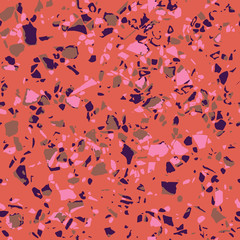 Terrazzo floor marble seamless hand crafted pattern. Traditional venetian material.Granite and quartz rocks and sprinkles mixed on polished surface.Abstract vector background for architecture designs