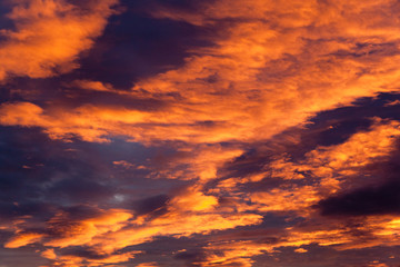 Colorful twilight red and black dramatic sunset sky