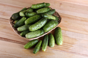 Cucumbers on table